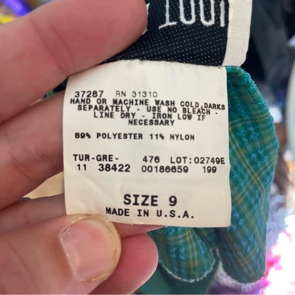 VTG Y2K AMY BYER BLUE GREEN GINGHAM TWO PIECE OUTFIT TOP AND SKORT SIZE 9 - Picture 8 of 8